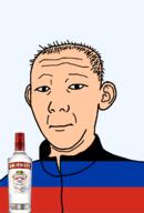 1864 alcohol bottle closed_mouth clothes donetsk ear flag flag:donetsk hair neutral russia smirnoff soyjak text track_suit transparent transparent_background ukraine variant:kuzjak vodka white_skin // 810x1192 // 116.3KB