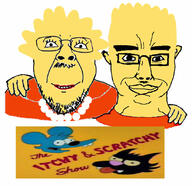 2soyjaks bart_simpson cartoon chud_troon_alliance ear friendship glasses hair hand lisa_simpson mustache necklace smile sneed soyjak stubble subvariant:chudjak_front the_simpsons variant:chudjak yellow_hair yellow_skin // 826x800 // 107.9KB