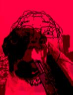 animated brain clothes dead dog glasses gore hair irl makeup open_mouth red shotgun soyjak suicide tongue tranny variant:bernd variant:dogjak // 622x805 // 407.6KB