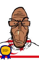award booger brown_skin crying european flag flag:northern_cyprus glasses hair mucus mutt northern_cyprus puppet puppet_state red_eyes soyjak stubble subvariant:euromutt sweater turkiye variant:markiplier_soyjak // 591x900 // 31.8KB