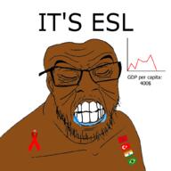 aids brainlet brazil brown_skin clenched_teeth closed_eyes closed_mouth drool ear esl flag flag:brazil flag:india flag:morocco flag:turkiye india its_over morocco mustache ribbon soyjak stubble text trend:slopjak turkiye variant:feraljak wrinkles // 1024x1024 // 237.1KB