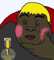 badge blond blush brown_skin closed_mouth hand meta:leaky nate nigger nusoicaca soyjak stubble subvariant:hunky_twink_sex_machine subvariant:thinklicia thick_eyebrows thinking variant:alicia // 750x832 // 104.4KB