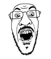 glasses mustache open_mouth soyjak stubble variant:unknown // 764x883 // 27.4KB