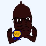 arm arms_folded award barbecue barbecue_sauce bbq bbq_sauce brown brown_skin foot full_body glasses leg manager mustard mustard_(user) obvious_award soyjak subvariant:condiment text variant:feraljak // 448x448 // 11.0KB