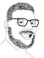 beard clothes ear glasses open_mouth redraw soyjak variant:terfjak // 233x308 // 28.4KB