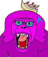 admin ape arch_linux banana_split_ice_cream chimpanzee female glasses magenta_skin pink_skin primate purple_skin quote quote_(user) quote_admin variant:monkeyjak // 852x1012 // 30.7KB