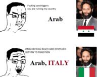 arab brown_skin curly_hair excited glasses hair irl italy open_mouth place_japan syria toss variant:chudjak // 1499x1195 // 504.4KB