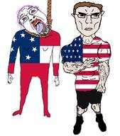 2soyjaks confederacy crying flag full_body hanging stubble subvariant:unbotheredchud tranny united_states variant:chudjak // 1085x1231 // 156.0KB