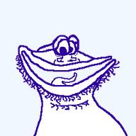 glasses happy lips nose open_mouth stubble tongue variant:globox_soyjak violet // 256x256 // 3.3KB