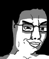 glasses ominous shadow smile smirk smug soyjak variant:chudjak // 645x770 // 29.0KB