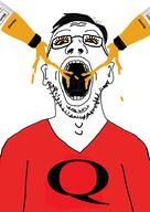 8kun bottle drinking ear glasses hair honey open_mouth orange_eyes qanon soy soyjak soylent stubble variant:unknown // 1305x1838 // 391.6KB
