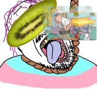 bloodshot_eyes cartoon crying family_guy fart fire flag food fruit glasses hanging kiwi kiwifarms mustache nonsense one_eye open_mouth peter_griffin proto-soyjak purple_hair rope soyjak stubble suicide tongue tranny variant:bernd // 768x719 // 351.3KB