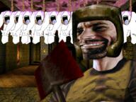 armor blood gigachad hanging helmet holding_axe holding_object low_poly open_mouth quake rope shambler smile smirk smug tongue tranny variant:markiplier_soyjak video_game // 1024x768 // 1.3MB