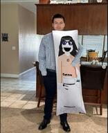 B_B_GHAST_(namefag) arm avengers beanie blue_eyes blush clothes dakimakura dress eyelashes female food full_body glasses hair hat holding_dakimakura holding_object internet_is_leaking kitchen long_hair necklace nintendo nintendo_switch no_nose open_mouth shoe smile soy soyjak soylent soylent_(cacao) suit variant:soytan video_game wave waving // 730x898 // 949.3KB
