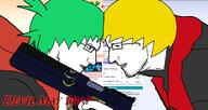 2soyjaks 4chan 4cuck angry anime devil_may_cry gun hair nate smile variant:impish_soyak_ears yotsoyba // 1500x800 // 148.9KB