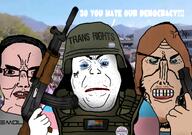 ak-47 american_flag angry armor assassination charlie_kirk death democrat democratic_party gay gun helmet history kill lgbt meme military pentagram pistol politics republican republican_party subvariant:euromutt tranny transgender_flag united_states variant:alicia variant:chudjak variant:markiplier_soyjak vest // 2834x2000 // 3.2MB