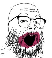 beard buck_teeth glasses jam open_mouth soyjak variant:buckteeth_soyjak // 400x453 // 23.0KB