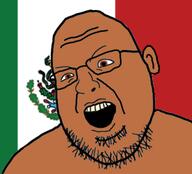 brown_skin country ear flag glasses mexico open_mouth soyjak stubble variant:shotjak // 570x516 // 125.7KB