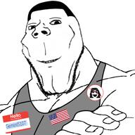 anti_soytan flag:united_states gemini5107_(user) hello_my_name_is_(sticker) meta:op_took_a_selfie_of_xerself meta:self_insert name_tag self_portrait subvariant:hulkjak variant:gapejak variant:soyak variant:soytan // 470x470 // 86.0KB
