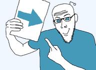 antenna arrow blue_eyes blue_shirt clothes cyan holding_object holding_paper paper reddit redditard rightvote smirk variant:koolson white_skin // 1080x782 // 21.8KB