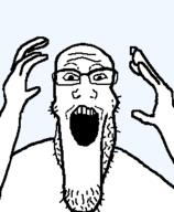 glasses hand hands_up looking_at_you open_mouth stubble transparent_background variant:markiplier_soyjak // 252x307 // 12.0KB