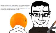 black_shirt chud el_paso food fruit glasses hand happy holding_object orange_(fruit) orange_skin patrick_crusius screenshot smile subvariant:chudjak_front variant:chudjak weapon wikipedia wikipedia_article // 976x591 // 201.5KB