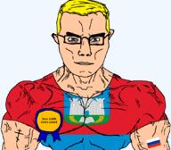 animal arm award bird blue_eyes book buff castle christianity closed_mouth clothes eagle eastern_orthodox eyes_like_the_o-o-cean flag flag:oryol_oblast flag:russia glasses hair oblast orthodox_cross oryol_oblast river russia soyjak subvariant:chudjak_front subvariant:muscular_chud text transparent transparent_background tshirt variant:chudjak vein yellow_hair // 1059x929 // 103.5KB