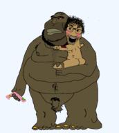 5_o_clock_shadow angry baby beard bloodshot_eyes brown_skin curly_hair fat frankenpenis full_body holding_object holding_soyjak large_nose meta:tagme naked pointing pooner rosy_cheeks scar stitches stubble unibrow variant:el_perro_rabioso variant:meximutt yellow_sclera yellow_teeth // 1344x1500 // 195.6KB