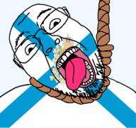 ack arkhangelsk_oblast crown dead flag flag:arkhangelsk_oblast full_body glasses hair hanging oblast open_mouth rope russia shield skin soyjak stubble suicide sword teeth tongue transparent transparent_background variant:bernd white wing yellow_teeth // 768x719 // 101.3KB