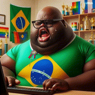 bald brapzil brazil brown_skin computer crying fat flag:brazil flag:lgbt_pride_flag gay_flag meta:ai_generated meta:not_oc no_stubble subvariant:brazilmutt typing variant:meximutt // 240x240 // 2.4MB