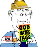 argentina arm baptist blue_eyes brimmiest_comments_section☣️☣️☣️_do_not_enter☣️☣️☣️ cartoon christianity clothes ear fag flag flag:argentina garf_(user) garfield glasses god god_hates_fags hand happy hate hello_my_name_is_(sticker) holding_object leviticus_(bible) leviticus_20:13 meta:namefags name_tag namefags necktie sign soybooru soyjak star suit suit_and_tie teeth text trend:aryan variant:protestantjak westboro_baptist_church yellow_hair // 1471x1803 // 916.1KB