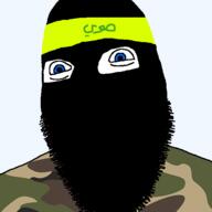 dawla arab aryan balaclava bandana blue_eyes camo camouflage hezbollah islam open_mouth variant:cobson // 600x599 // 53.4KB
