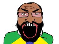 angry beard brazil brown_skin clothes country flag flag:brazil glasses hair open_mouth soyjak subvariant:science_lover variant:markiplier_soyjak // 800x600 // 86.7KB