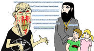 OrientalTrollface_(user) beard blood booru.soy children christian_cross christian_identity christianity cross crucifix eastern_orthodox glasses hair icxcnika kernung_(namefag) necklace obsessed orthodox orthodox_cross orthodoxy satoko_fans_arent_white_(NameFag) soybooru stubble subvariant:feralrage teeth variant:feraljak white white_background white_skin // 1584x864 // 375.8KB