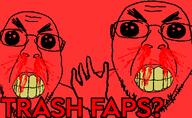 2soyjaks angry blood closed_mouth glasses hand oh_my_god_she_is_so_attractive soyjak stubble teeth text variant:bernd yellow_teeth // 968x593 // 42.8KB