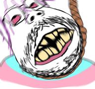 blur distorted flag glasses hair hanging mustache purple_hair red_eyes rope soyjak stretched_mouth stubble subvariant:scholar suicide tranny variant:gapejak yellow_teeth // 768x719 // 443.5KB