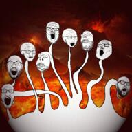 angry demon distorted glasses heads hell many multiple_soyjaks mustache open_mouth scared soyjak stubble subvariant:scholar subvariant:soyak_(concerned) tagme_new_variant variant:a24_slowburn_soyjak variant:cirrus variant:gapejak variant:hot_sauce variant:markiplier_soyjak variant:soyak variant:tony_soprano_soyjak // 1080x1080 // 2.8MB