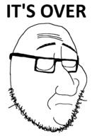 beard closed_eyes closed_mouth eyebrows frown glasses its_over megamind sad soyjak stubble text variant:smugjak // 648x957 // 28.0KB