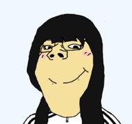 female fishtank_live gamer gamer_chair gaming hair irl_background josie_(fishtank) long_hair million_dollar_extreme native_american nose_piercing pink shadow smile soyjak subvariant:gapejak_female track_suit variant:gapejak yellow_skin // 902x844 // 16.0KB