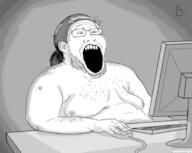 arm computer fat glasses hair hand open_mouth screen soyjak stubble variant:markiplier_soyjak2 you // 680x542 // 108.3KB