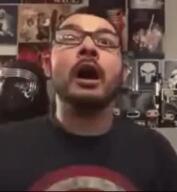 animated balding clothes glasses hair irl irl_soy james_youniverse shelf soyboy stubble tshirt variant:a24_slowburn_soyjak youtube youtuber // 252x274 // 7.6MB