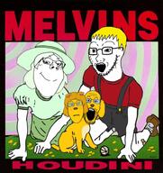 4soyjaks album_cover clothes crystal_cafe dog femjanny full_body glasses grunge hat janny melvins metal_(music) music nate red_shirt rock subvariant:female_markiplier subvariant:gapejak_female variant:gapejak variant:markiplier_soyjak variant:soyak yellow_hair yellow_skin // 1336x1414 // 1.8MB