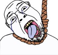 ack crying dead glasses hanging no_background open_mouth rope soyjak stubble suicide template tongue translucent_background variant:bernd yellow_teeth // 1677x1569 // 128.9KB