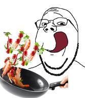 food glasses hand holding_object shrimp smile soyjak stubble subvariant:wholesome_soyjak tomato tongue variant:gapejak vegetable // 901x1035 // 471.4KB