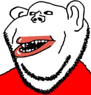 amerimutt ear fangs open_mouth soyjak stubble subvariant:impish_amerimutt vampire variant:impish_soyak_ears // 598x628 // 20.1KB