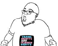 animated clothes glasses open_mouth soyjak stubble text tranny tshirt variant:vaushjak vaush video // 528x416, 8s // 820.6KB