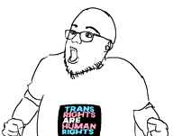 animated clothes glasses open_mouth soyjak stubble text tranny tshirt variant:vaushjak vaush video // 528x416, 8s // 820.6KB