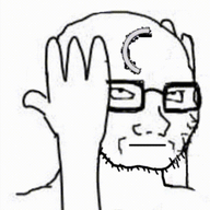 animated arm closed_mouth glasses glitch hand hands_up loading looking_up neutral soyjak stubble thinking thumbnail_glitch variant:soyak // 255x249 // 1.3MB