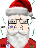 award beard blue_eyes christmas discord esl flies glasses grey_hair santa santa_hat stink_lines stinky subvariant:chudplier variant:chudjak variant:markiplier_soyjak // 600x800 // 361.6KB