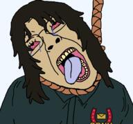 ack anya_(mouthwashing) clothes dead glasses hanging mouth_open mouthwash_(game) mouthwashing mouthwashing_(game) noose rope tranny variant:bernd // 730x682 // 93.8KB